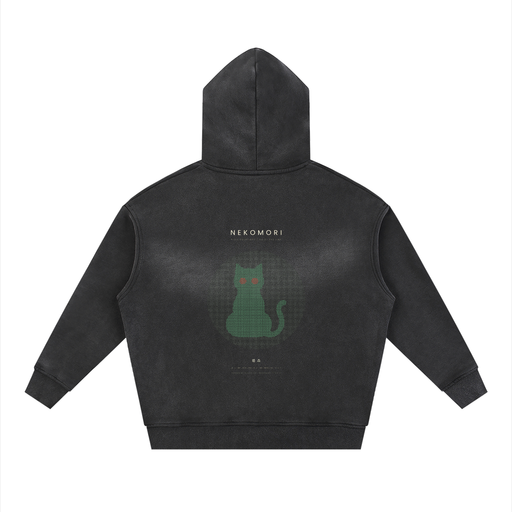 One Line Hilbert Cat Sunfade Zip-Up Hoodie