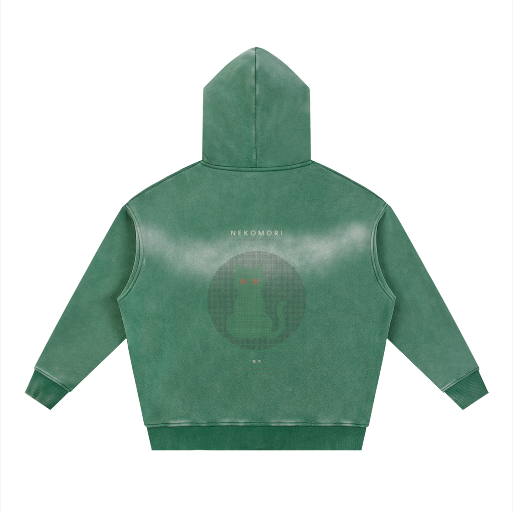 One Line Hilbert Cat Sunfade Zip-Up Hoodie