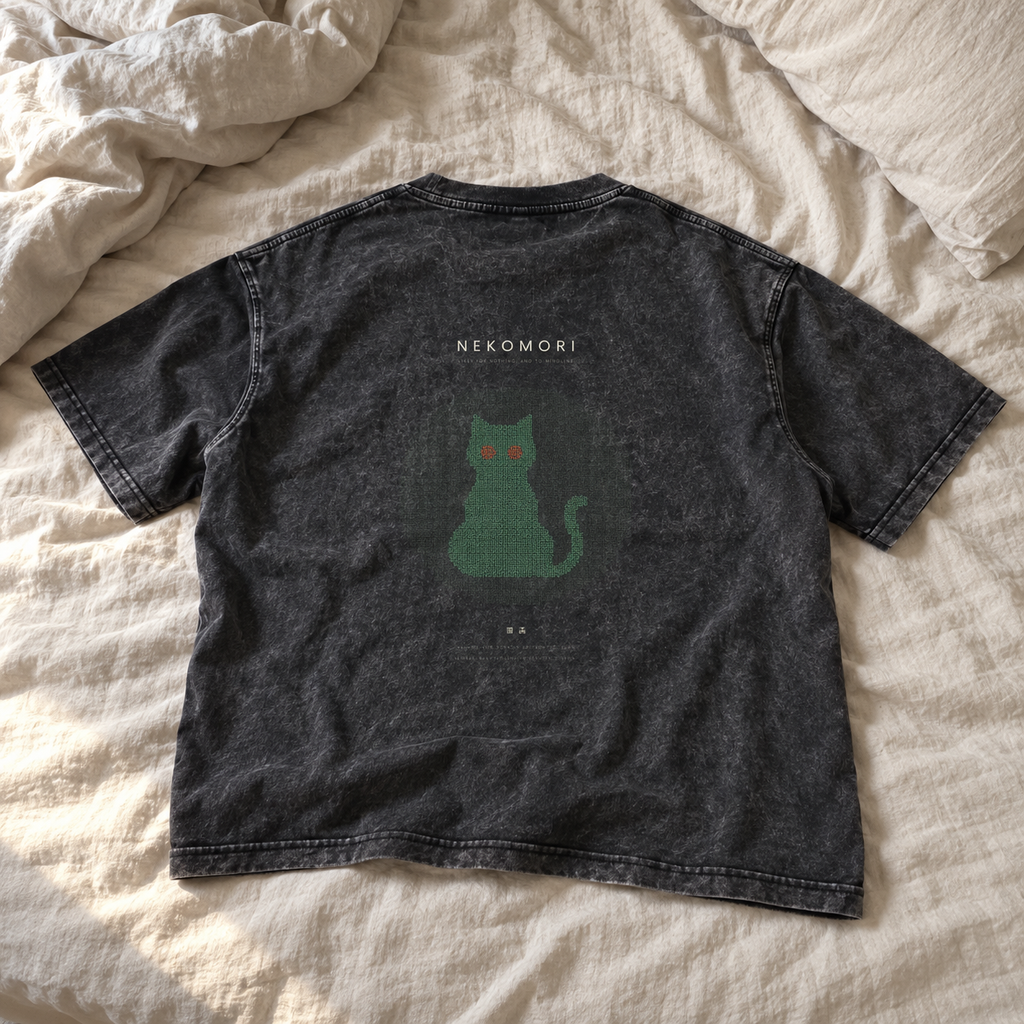 One Line Hilbert Cat Mineral Wash T-Shirt