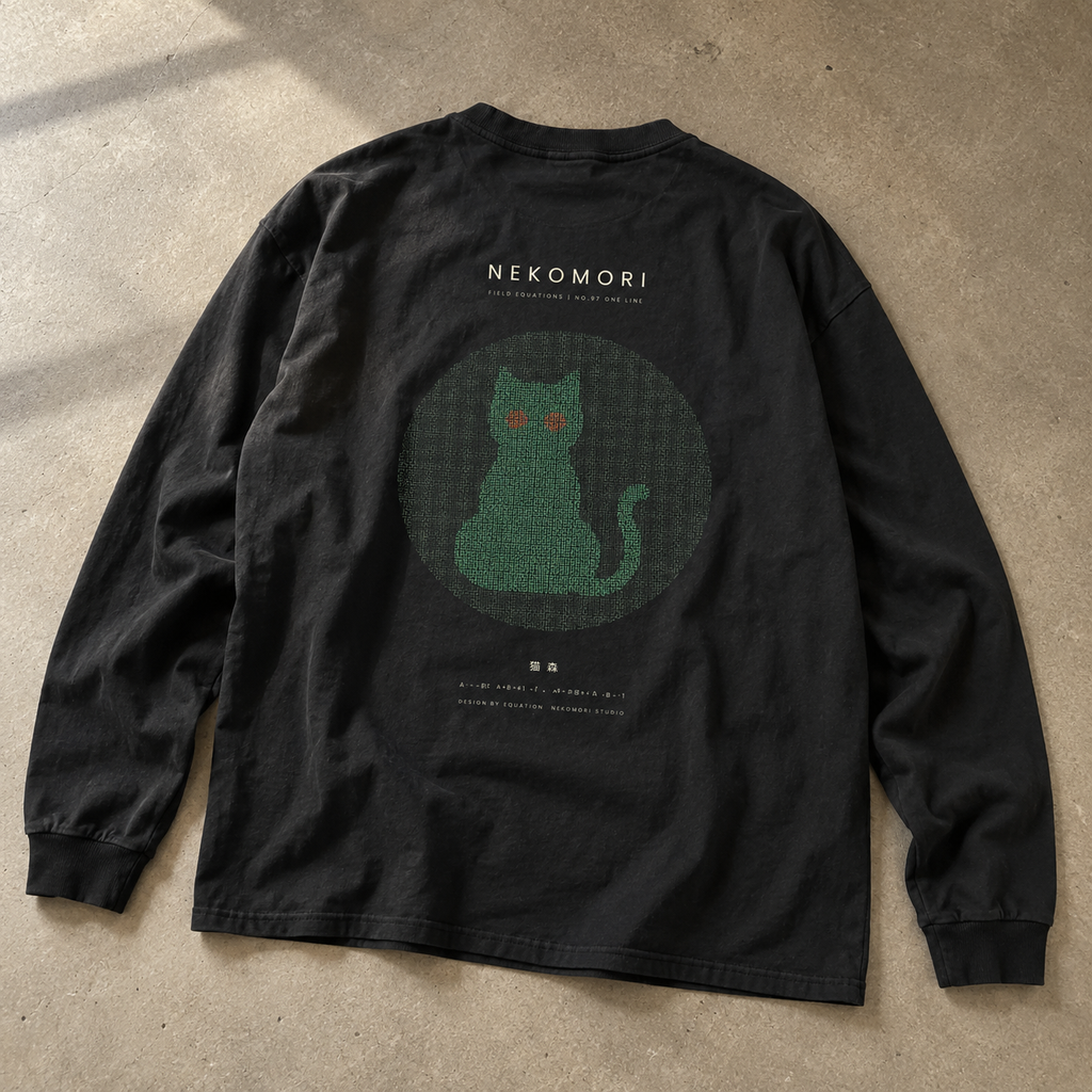 One Line Hilbert Cat Long Sleeve T-Shirt