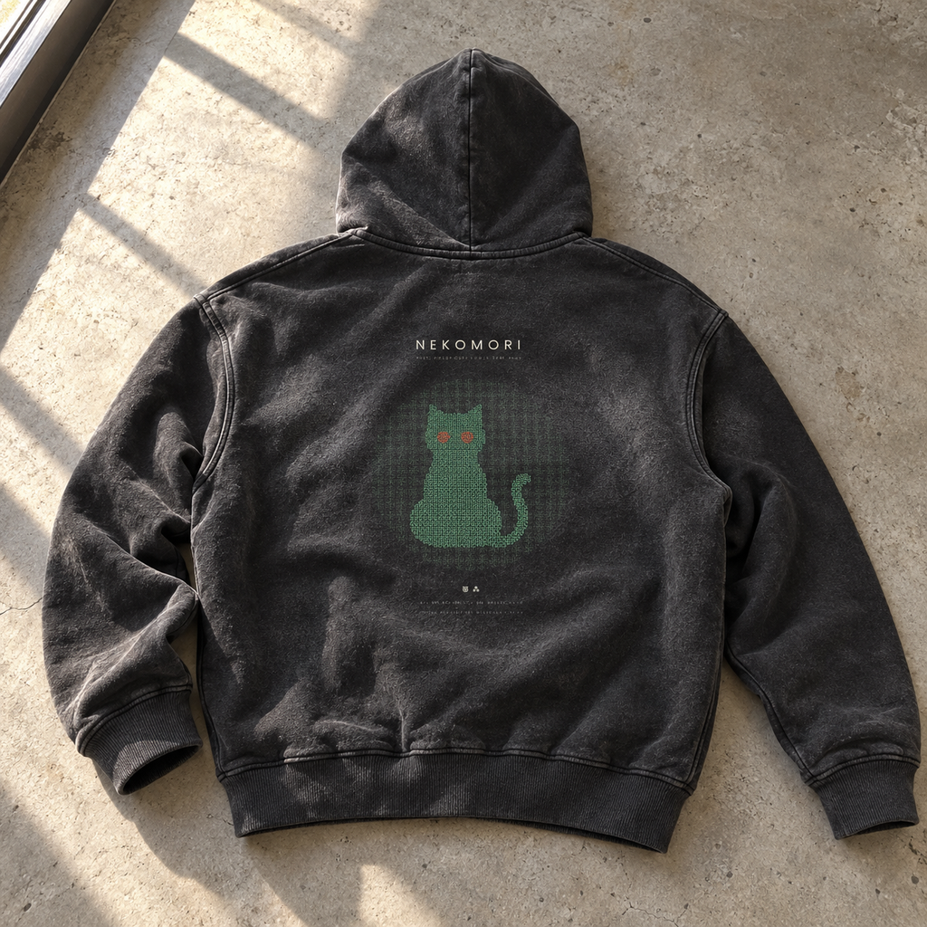 One Line Hilbert Cat Sunfade Zip-Up Hoodie