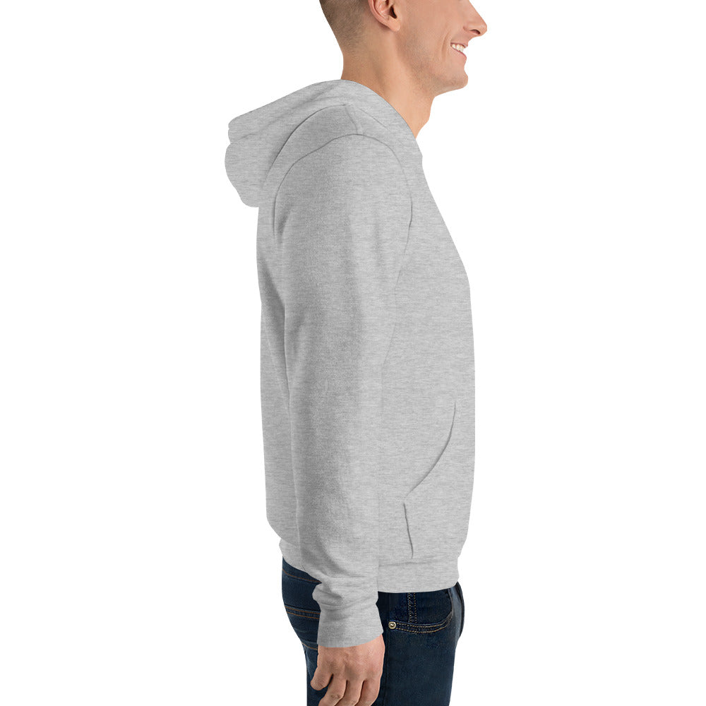 Athletic heather Contour Cat line-art hoodie, right side profile.