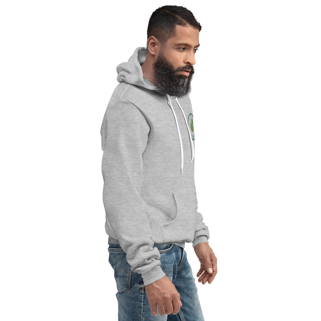 Athletic heather Contour Cat hoodie at a three-quarter angle from the front right.