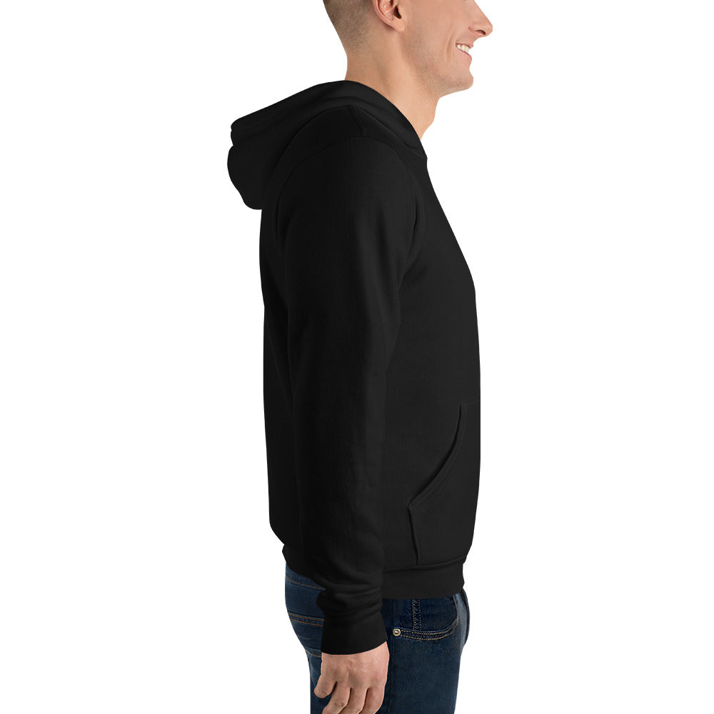 Black Contour Cat line-art hoodie, right side profile.