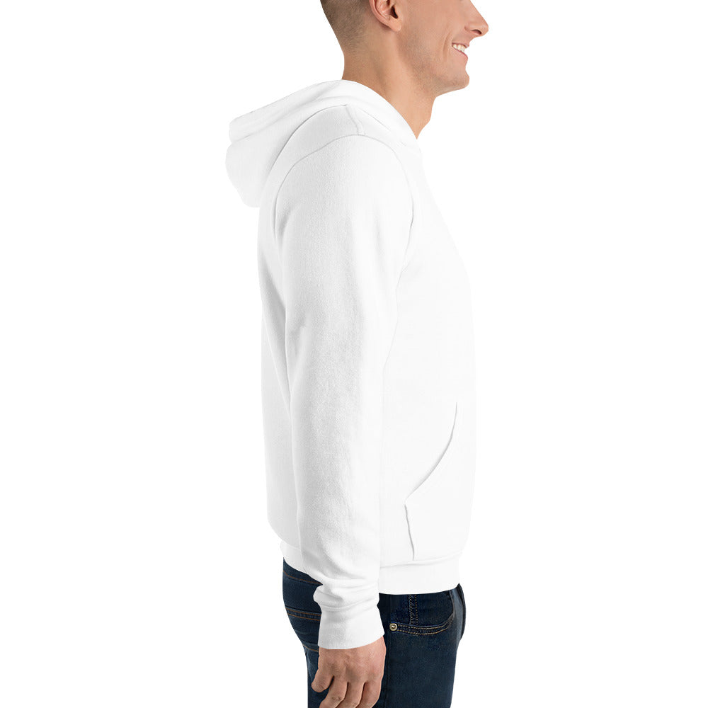 White Contour Cat line-art hoodie, right side profile.